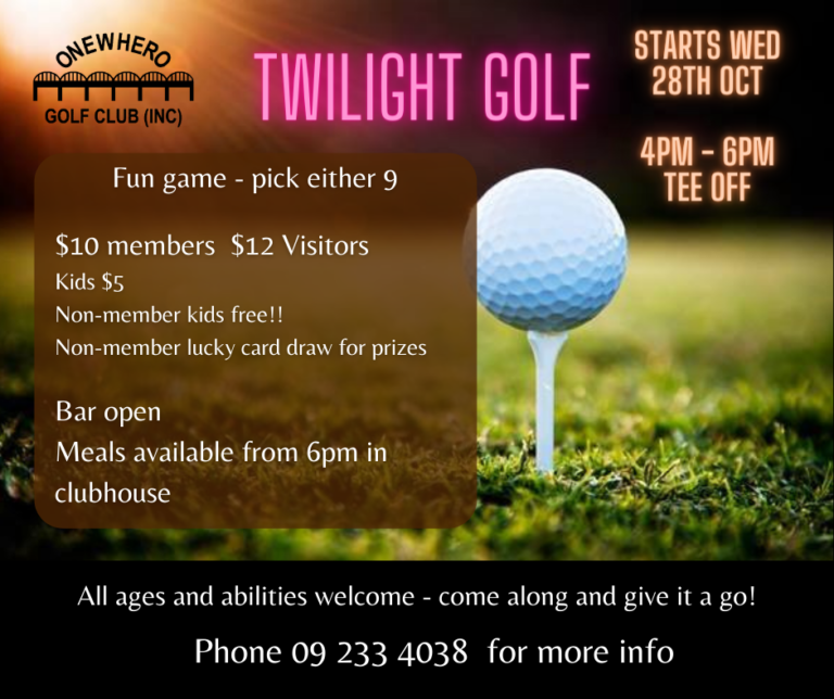 Twilight Golf Onewhero Local Pages